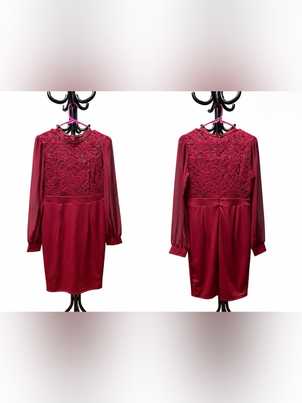 NWOT Grace Karin Burgundy Lace Holiday Dress – Size Medium – Elegant Party Dress